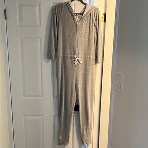 Smash + Tess Light Gray Hooded Zip Jumpsuit